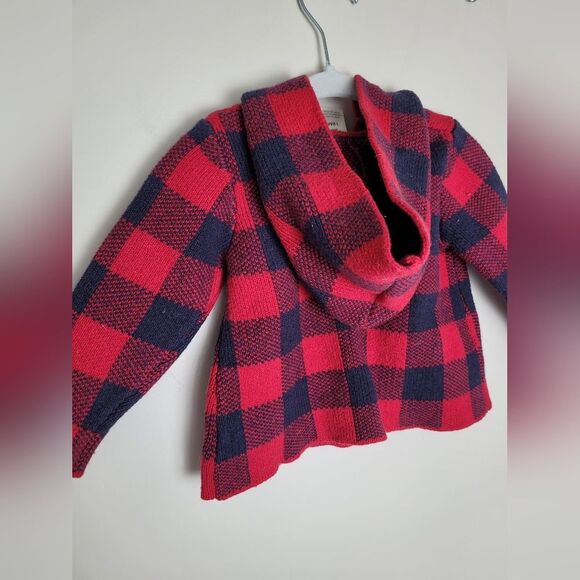OshKosh B'Gosh Wool Blend Plaid Jacket Toggle Red Blue Size 18 Months Unisex - Picture 5 of 6